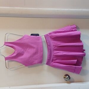 Pink Two-Piece Workout Skirt Set